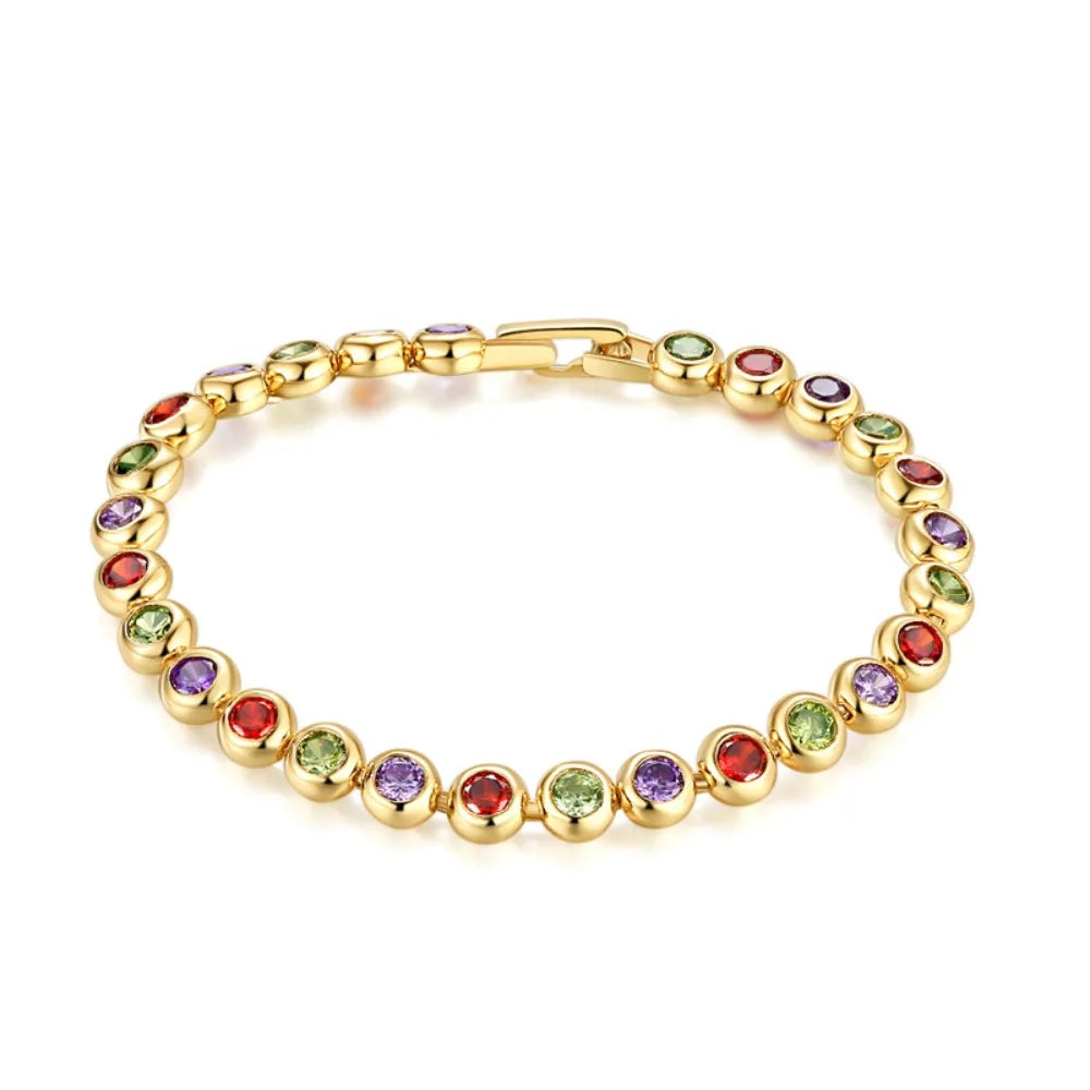 Jewelry Shiny Zirconia Bracelet Handmade Ornaments Luxury Gold Color Bangle Unique High-end Round Shape Cuff Bracelet