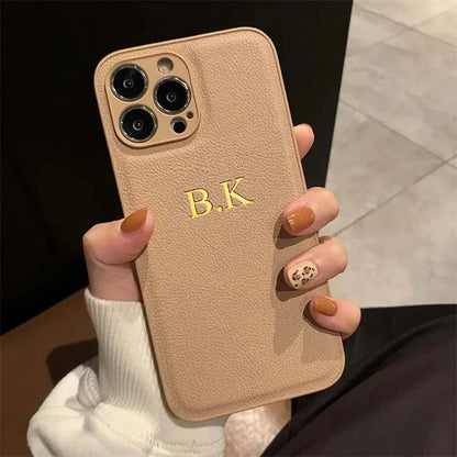 Personalized Phone Case For iPhone 17 16 15 14 13 12 11 Pro Max Plus 17Air Luxury PU Leather Customized Initials Name Gift Cover