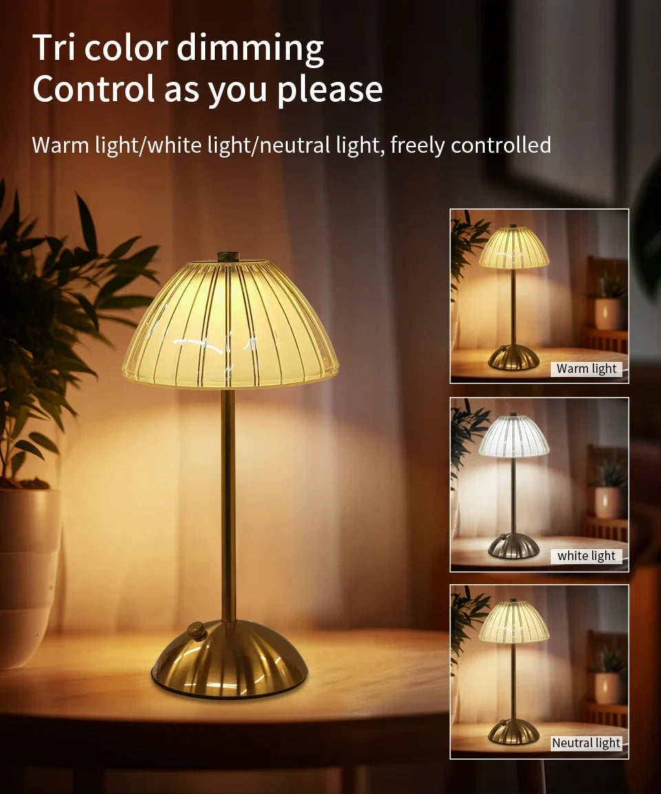 Table Lamp LED Touch Sensor  Dimmable Desktop Night Light Rechargeable Wireless Reading Lamp for Hotel Bar Bedroom Decor Light