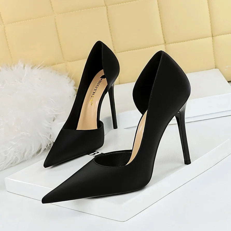 626-1 Fashionable Simple Slim Fit Ultra High Heel Shallow Pocket Single Shoe Women High Heel Korean Style