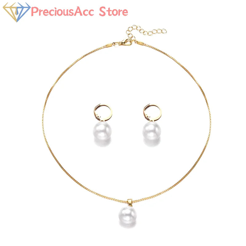 2 Pieces Of Round Pearl Jewelry Set, Earrings, Pendants, Necklaces, Ladies' Exquisite And Fashionable Wedding Jewelry Set,Gifts