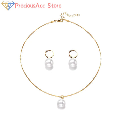 2 Pieces Of Round Pearl Jewelry Set, Earrings, Pendants, Necklaces, Ladies' Exquisite And Fashionable Wedding Jewelry Set,Gifts