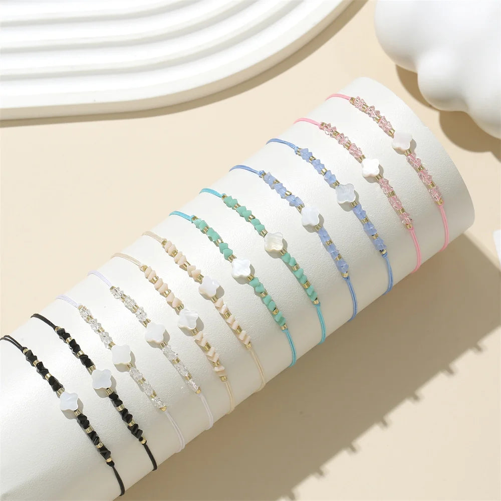 12pcs/set Beaded Braided Rope Bracelet Set Handmade Adjustable Bracelets For Women Fashion Jewelry