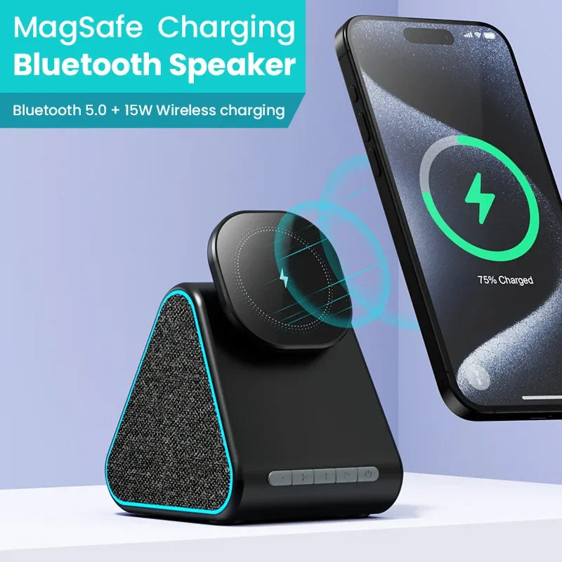 Wireless Charger Phone Holder Magnetic Wireless Charging Bluetooth Speaker Suitable For IPhone 16 15 Fast Charging