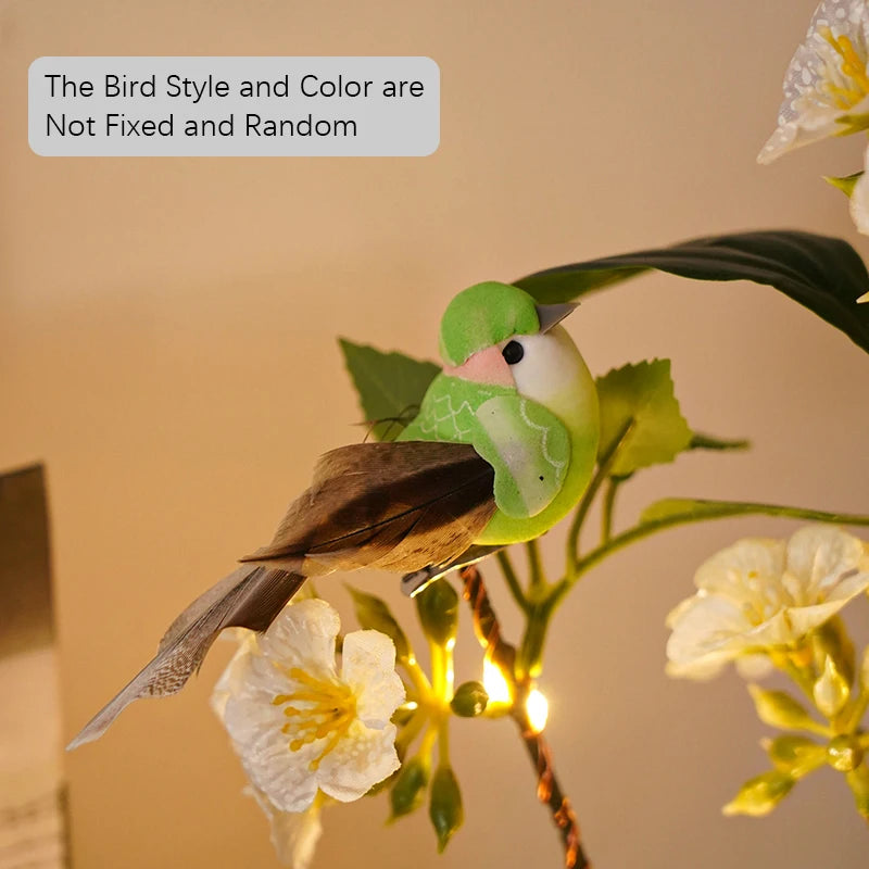 LED Flower and Bird Potted Lamp, Artificial Flower Table Lights, for Camping Gift Living Room Bedroom Mother Home Decor Lamp