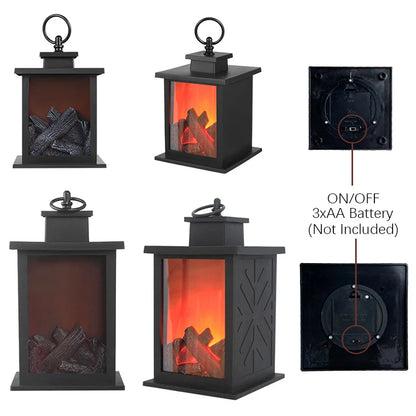 LED Fireplace Hand Held Lamp, Decorations Table Lamp, Flame Warm Lighting, for Holiday Gift Party Camping Summer Home Decor
