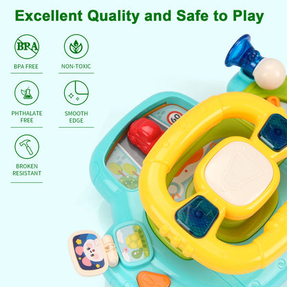 Baby Electric Steering Wheel for Car Seats and Stroller Simulate Driving Vocal Toys Educational Toys for 18M+ Toddlers Gifts