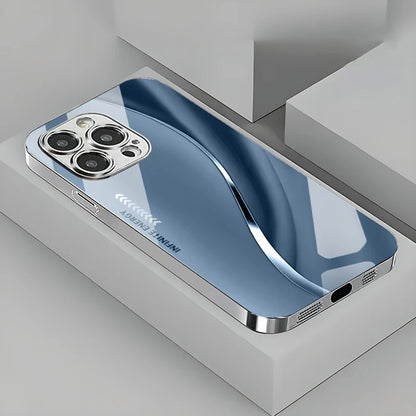 Gradient Minimalist Curve Electroplated Phone Case For iPhone 17 16 15 14 13 12 11 Pro Max Plus 16E 17 Air Tempered Glass Cover