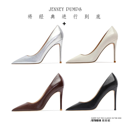 brown light Heels for women luxury Spring High Heels Shoes Stiletto Pointed Toe Pumps Leather Ladies Prom Party Shoes Women
