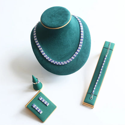 European Bridal Wedding Jewelry High Quality Earrings, Necklace, Bracelet Set, Evening Dress, Hundred Matching Accessories