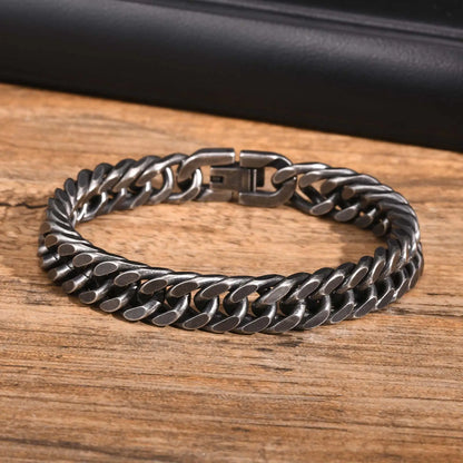 Vintage Chain Bracelets for Men Boys,Byzantine Stainless Steel Braided Link Wristband,Retro Jewelry Birthday Father Gifts