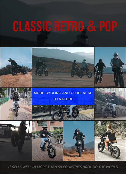 Electric Retro Motorcycle with Soft Tail, High Power Motor, Off-Road Motorbike, Off-road Bicycle, 20 Super Ebike, 48V, 1500W