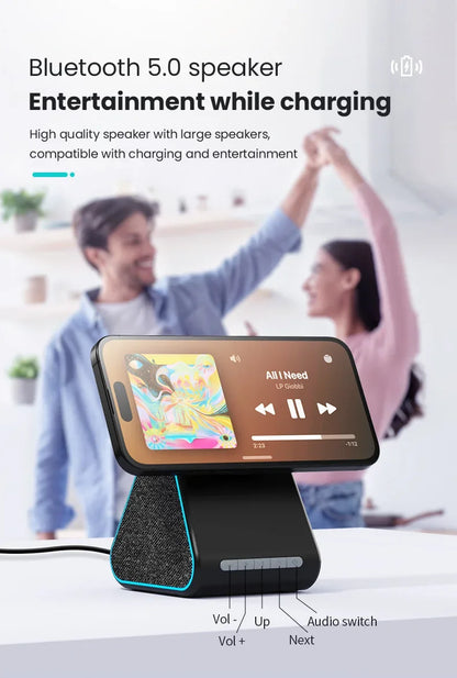 Wireless Charger Phone Holder Magnetic Wireless Charging Bluetooth Speaker Suitable For IPhone 16 15 Fast Charging