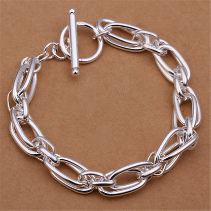Fine Noble 925 Sterling Silver Solid Chain Bracelet For Women Men Charm Party Gift Wedding party Fashion Jewelry