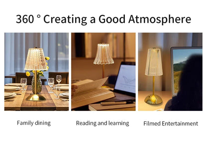 Table Lamp LED Touch Sensor  Dimmable Desktop Night Light Rechargeable Wireless Reading Lamp for Hotel Bar Bedroom Decor Light