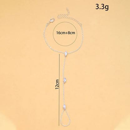 New Bohemia Rhombus Crystal Bracelet Hand Jewelry for Women Simple Thin Chain Finger Bracelet Jewelry Accessories Gift