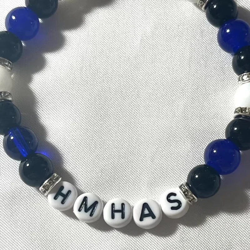 Handmade Blue and Black Beaded Bracelet | Y2K Celebrity Charm Jewelry | Alphabet Personalized Bracelet