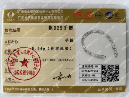 Fine 925 Sterling silver bracelets 6-8mm Women Men chain wedding fashion top quality Silver Jewelry Figaro 20cm