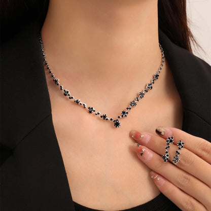 Women Fashion Necklace Earrings Set Rhinestone Wedding Accessories Bridal Lady Dangle Earring Pendant Elegant Jewellery Sets