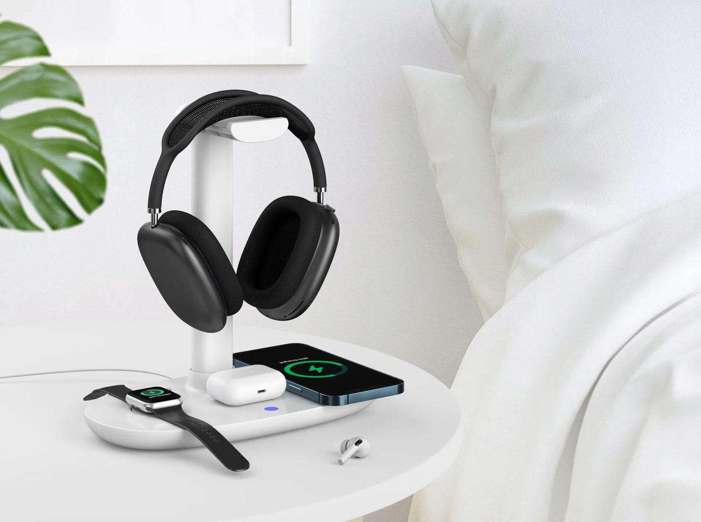 Stand 4-in-1 Wireless Charger for iPhone, Watch, Headphones 15W Fast Charging