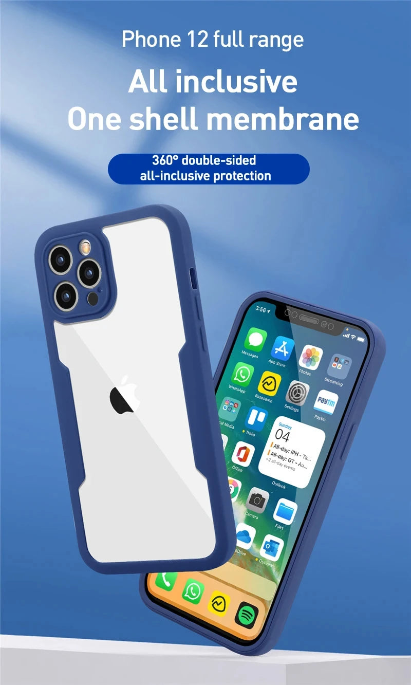 360 Full Cover Case For iPhone 17 Pro Max 16Plus 16E Funda For iPhone 16 15 Pro 17Air 15Plus Screen Protection Phone Cover