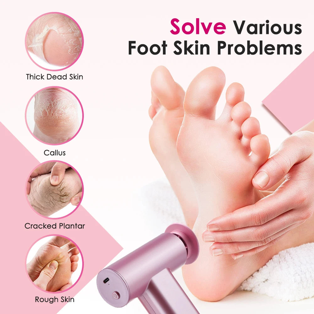Electric Foot Callus Remover Foot Care File Heels Dead Skin Pedicure Tool Electronic Foot Grinder and Replacement Sandpaper