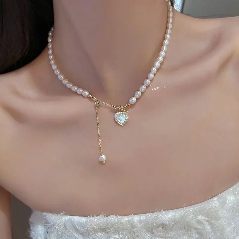 Womens Jewellery Colliers Chain Simulated Pearls Necklace Bridal Jewelry Necklaces Female White Wedding Gifts Collares Wholesale
