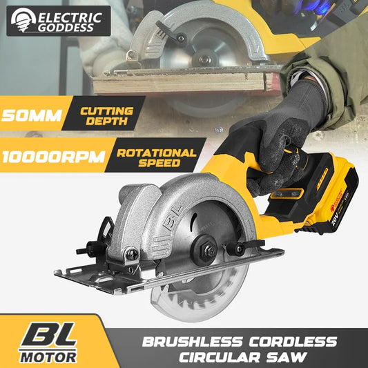 Electric Goddess 5in Brushless Electric Circular Saw ﻿For Dewalt 20V Battery ﻿Cordless 1000W Handheld Woodwork Saw Power Tool ﻿