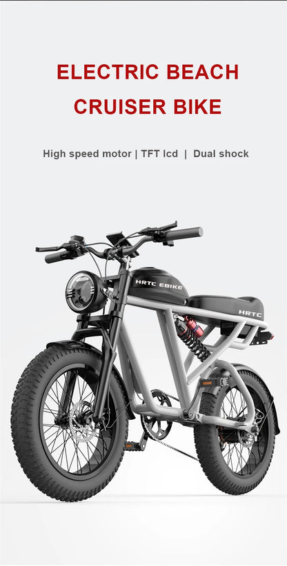 Electric Retro Motorcycle with Soft Tail, High Power Motor, Off-Road Motorbike, Off-road Bicycle, 20 Super Ebike, 48V, 1500W