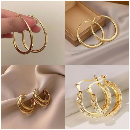 2PC Elegant Water Drop Earrings -18K Gold Plated Copper Jewelry,