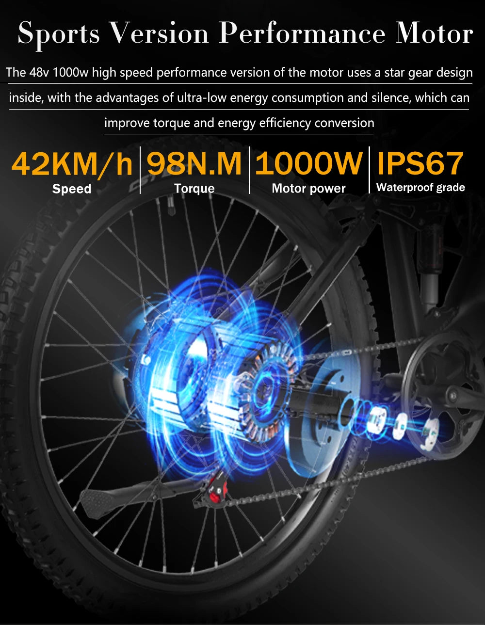 Electric bicycle 1000W 48V 20AH, 27.5“ E-Bike Long Range for Mountain & Road Riding ,electric bike adults,Mountain bikes