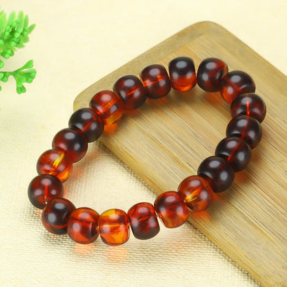 Natural Red Amber Bracelet Men Women Healing Gemstone Fine Jewelry Genuine Baltic Blood Amber Bracelets Barrel Beads Bangles