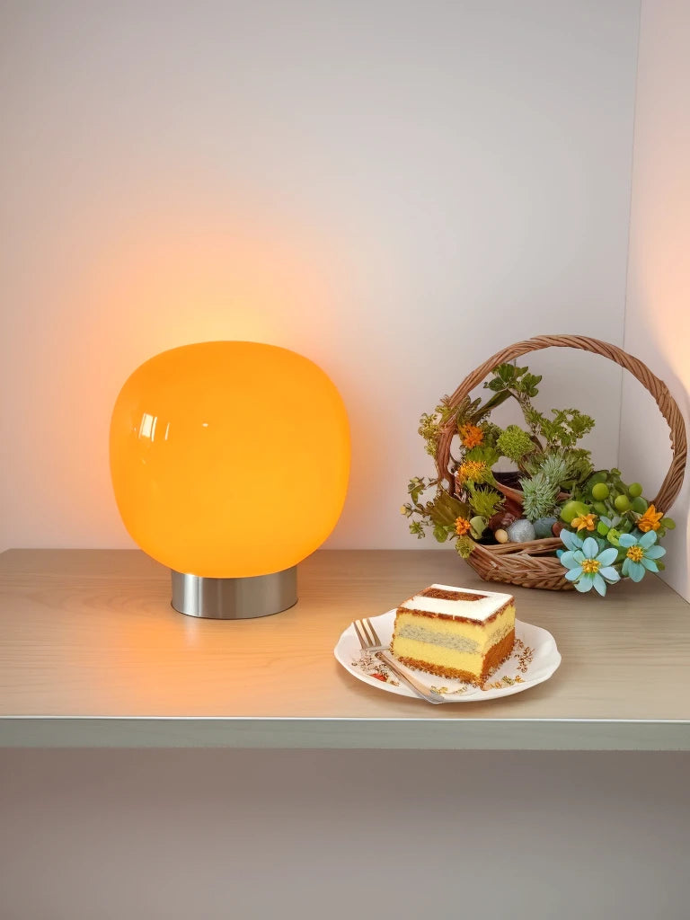  Macaron Glass Table Lamp for Hotel Bedroom Bedside Living Room Trichromatic Dimming Decoration Modern Minimalist Desk Lights