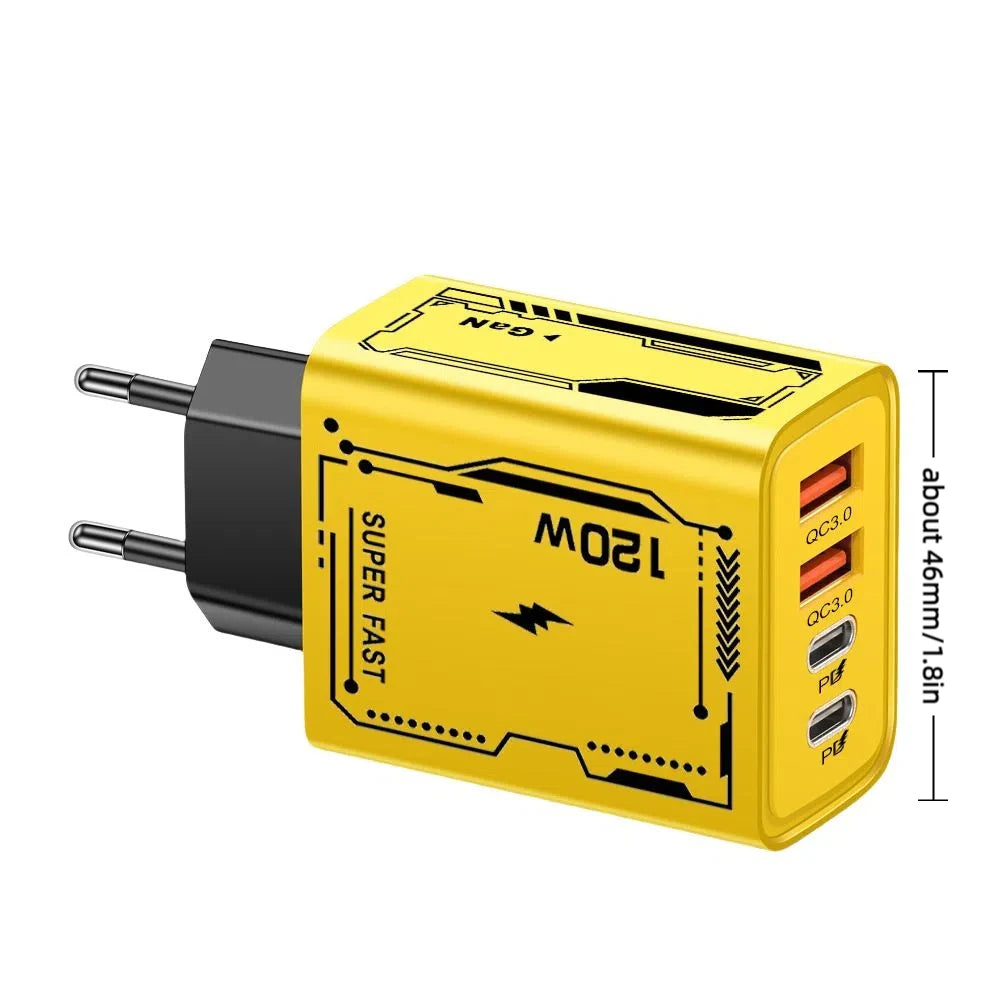 Hot 120W GaN Charger Type-C QC 3.0 Phone Charger Ultra Fast Charging USB-C Laptops Charger Mobile Device Accessories