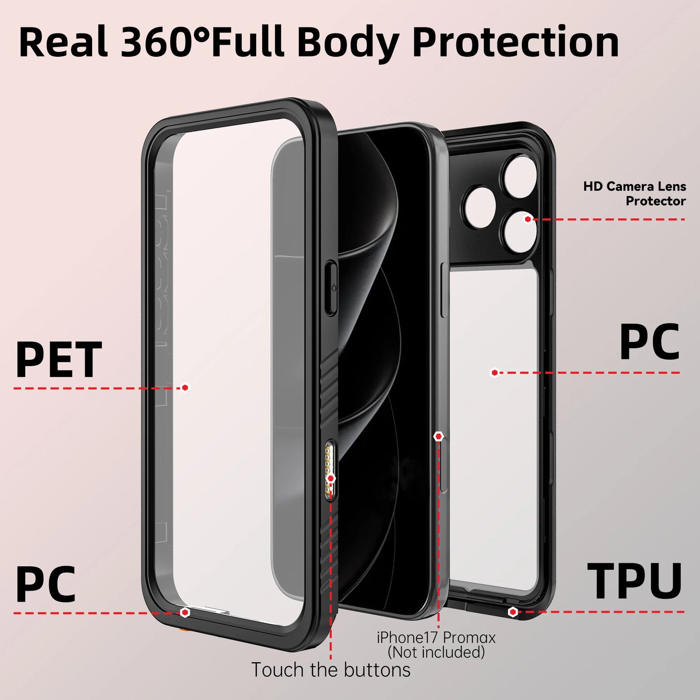 Case For iPhone 17 Pro Max 17 Air 16 Pro Max 15 14 Waterproof Drop Proof IP68 Full Body Protection Heavy Duty Protective Covers