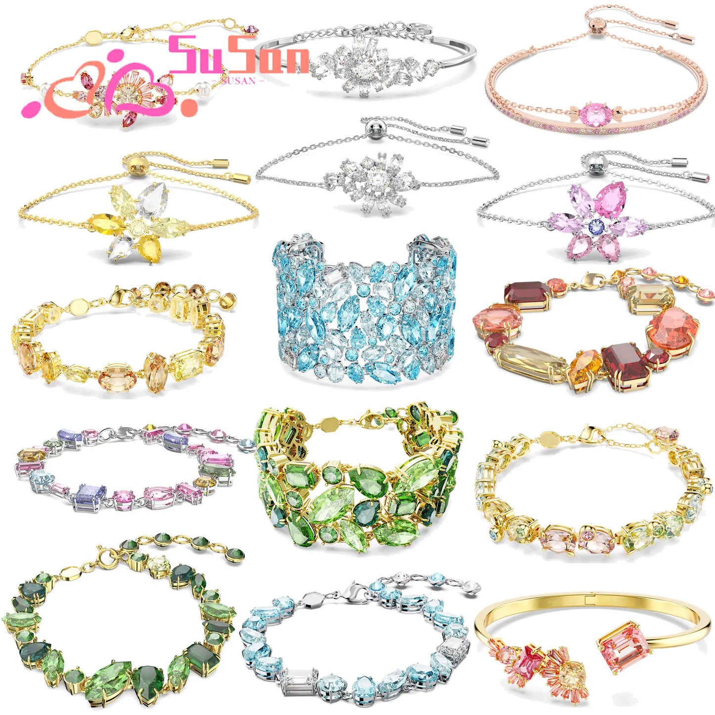 Bracelet Original Jewelry Fine Candy Blue Green Big Bracelet Gifts for Women Luxury Chain Suitable for parties Christmas holiday