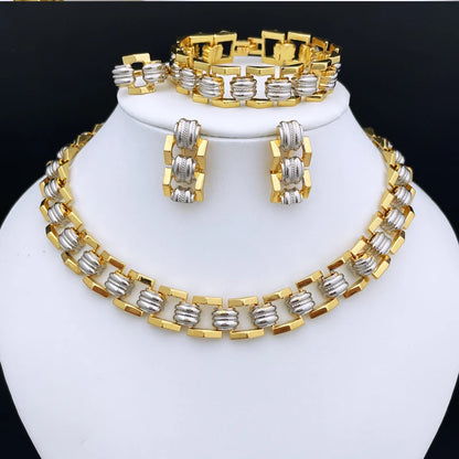 High Quality Jewellery Set For Women Dubai Nigeria Party Jewelry Necklace Earrings Bracelet And Ring Wedding Party Gift