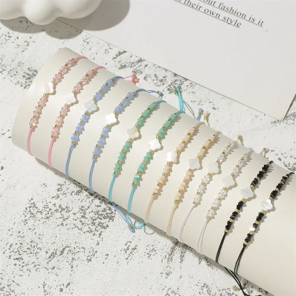 12pcs/set Beaded Braided Rope Bracelet Set Handmade Adjustable Bracelets For Women Fashion Jewelry