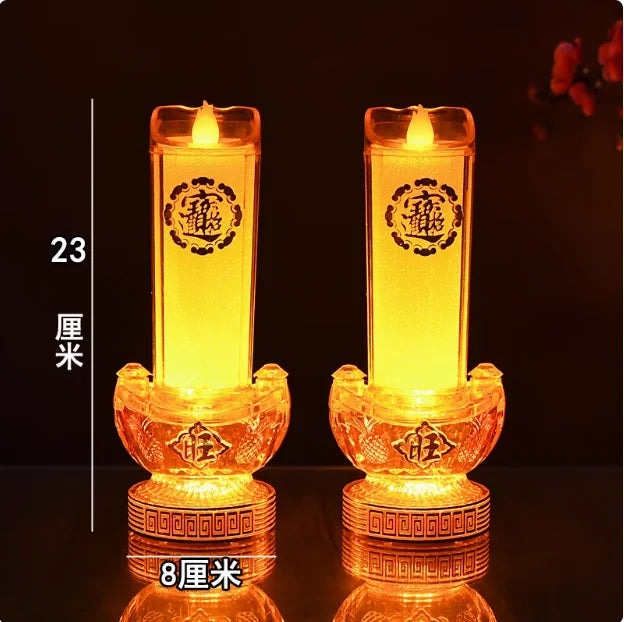 God of Wealth Lamp, Simulated Flame LED Electric Candle, Smokeless Electronic Candle Holder, Buddha Lamp, Household, Plug-in