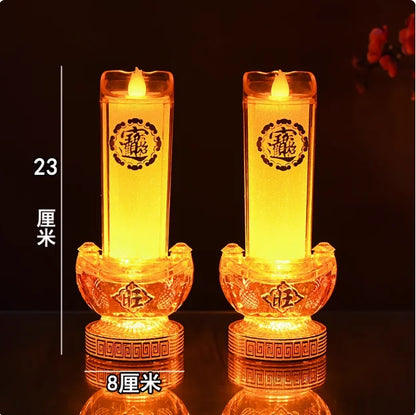 God of Wealth Lamp, Simulated Flame LED Electric Candle, Smokeless Electronic Candle Holder, Buddha Lamp, Household, Plug-in