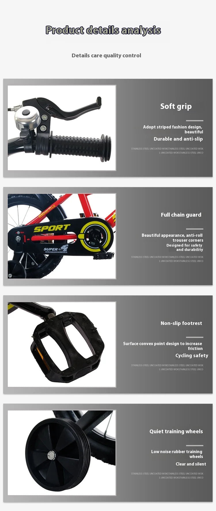 New children's bicycle models for boys and girls, suitable for ages 2-10 and 12-16 inch baby strollers.