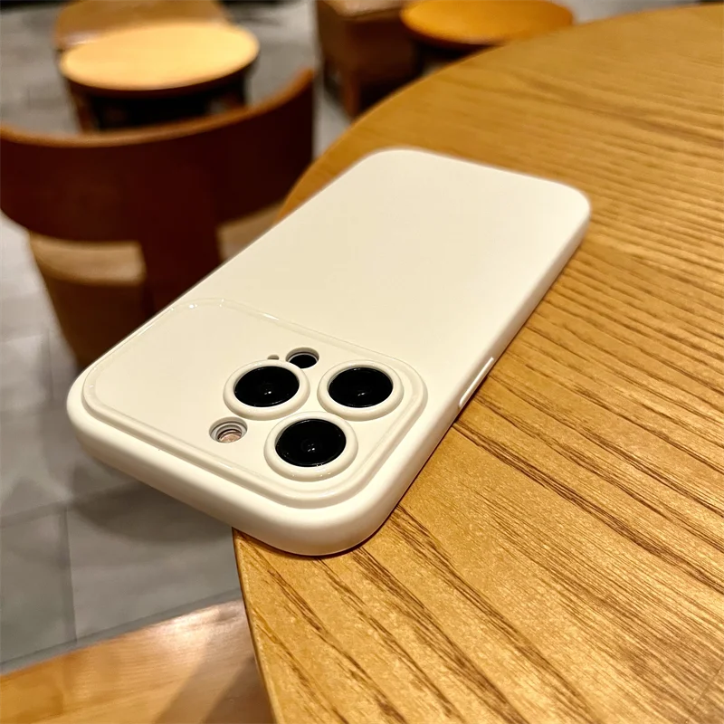 Luxury Matte Silicone Soft Case For iPhone 16 15 14 13 12 11 Pro Max Plus Drawing Line Solid Black White Ultra Thin Cover Shell