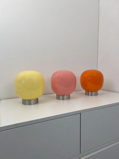  Macaron Glass Table Lamp for Hotel Bedroom Bedside Living Room Trichromatic Dimming Decoration Modern Minimalist Desk Lights