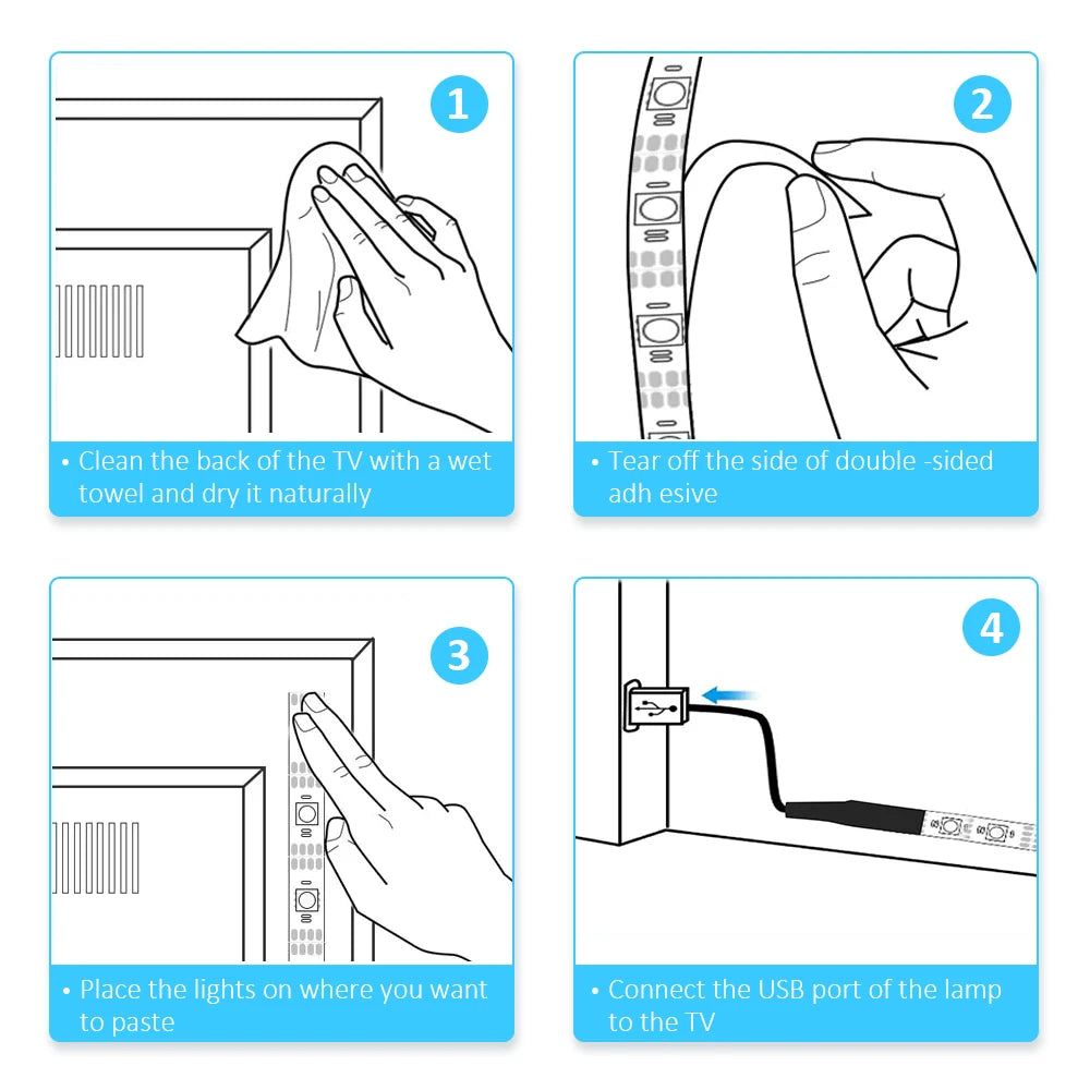 Led Lights for TV 3 Key Control Led Strip USB 5V Tape Lights for TV Backlight Home Party Decoration Flexible Ribbon