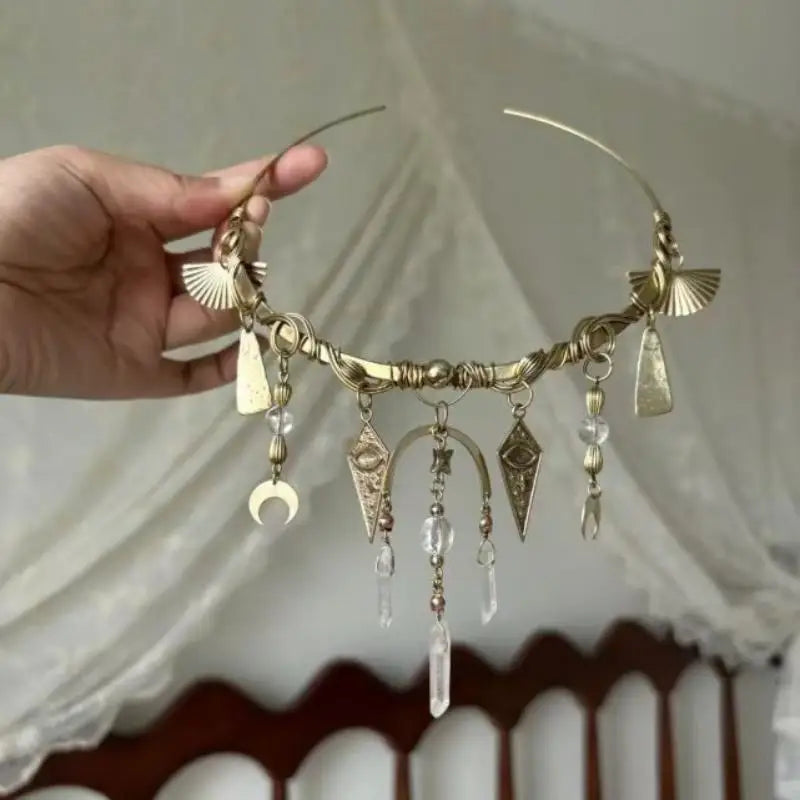 Glamorous Choker with Vintage Appeal; Red Crystal Moon Geometric Pendant Design; Women's Daily, Prom, Date Night Jewellery.