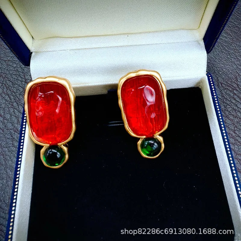 Jelly translucent gemstone earrings fashion luxury high sense 9 earrings female