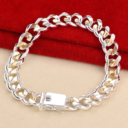 925 Silver gold exquisite 10mm chain men women Chain noble wedding bracelet fashion charm wedding birthday gift some style