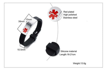 Vnox Engravable Medical Alert ID Bracelet DIABETES EPILEPSY ALZHEIMER'S ALLERGY SOS Women Men Personalized Jewelry