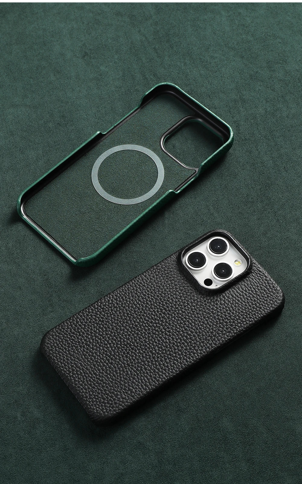 for Magsafe Case for iPhone 17 15 16 Pro Max Air 17Pro Natural Cowhide Lychee Leather Magnetic Protector Luxury Phone Back Cover