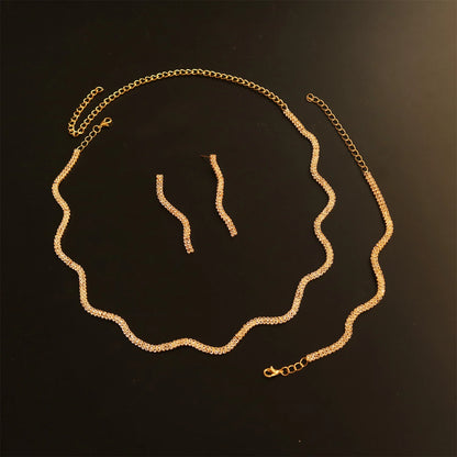 Luxury Wedding Jewelry Set: Necklace, Bracelet and Earring Set, Exquisite Crystal Jewelry, Women's Wedding Party Costumes